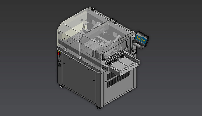 Industrielle Schokoladenmaschine 420 ATC zur Verarbeitung von Schokolade, als 3D-Render dargestellt.